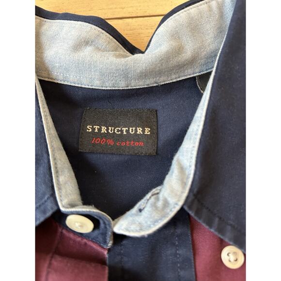 VTG 90s Shirt Mens L Colorblock retro button down 100% Cotton Hip Hop - Picture 9 of 10